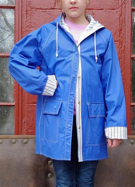 Vintage Reversible Raincoat Blue With Striped Lining Size M Etsy