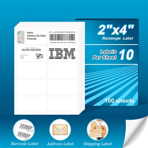 2 X 4 Blank Rectangle Labels 10 Labels Per Sheet100 Sheets Pony