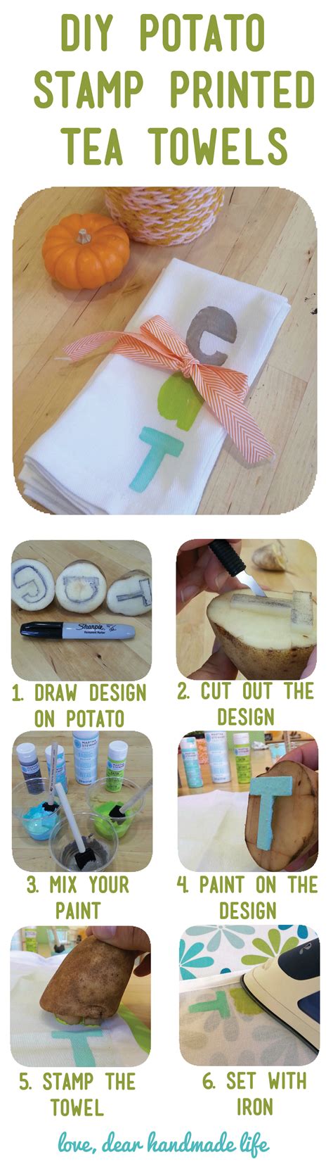 Diy Potato Stamp Printed Tea Towels Dear Handmade Life