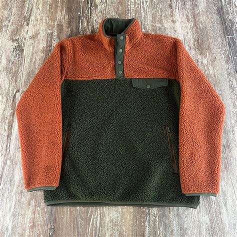 Vintage Orvis Mens Sherpa Anorak Fleece Jacket M Gree Gem