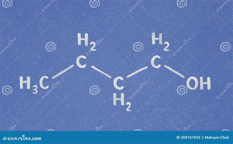 Chemical Structure Of Butanol On Blue Background Stock Image Image Of