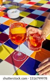 Aperol Spritz Cocktail Negroni On Colorful Stock Photo 1516799978