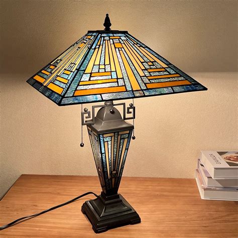 Cotoss Tiffany Table Lamps With Nightlight Wide Handmade Stained