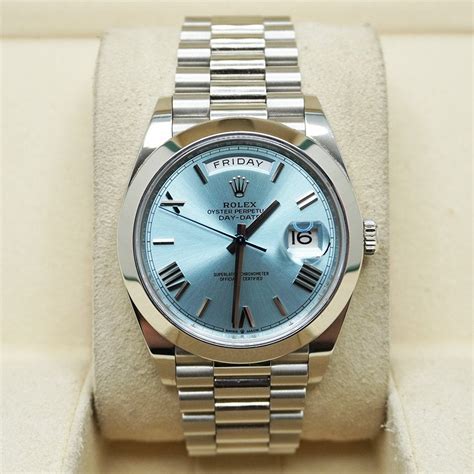 Rolex Day-Date 40 Platinum Presidential 228206 Smooth Bezel Ice Blue ...