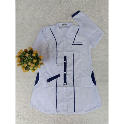 Jual Baju Santri Putri Kemeja Putih Terbaru Putih List Santri