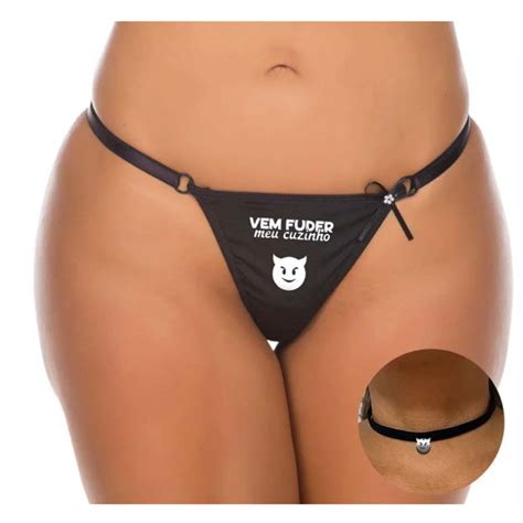 Tanga Xana Louca Frases Lingerie Roupa Intima Calcinhas Fio Dental Da