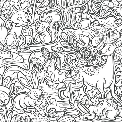 Animals coloring page for kids | Premium AI-generated vector