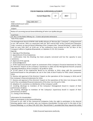 Fillable Online Inter Cars Current Report No 17 2017 Notice Of