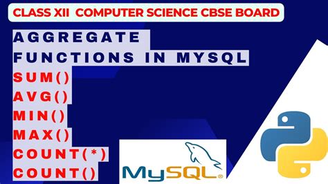 Aggregate Functions In Mysqlwith Clear Practical Explanationsclass 12