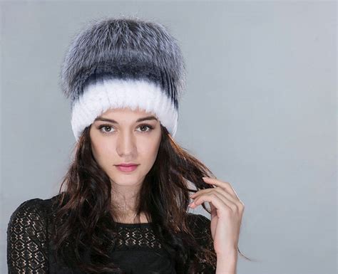 Buy Wholesale Women Winter Knitted Beanies Genuine Rex Rabbit Fur Hat