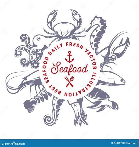 Seafood Daily Fresh Vector Illusttation Seafood Restaurant Menu Design