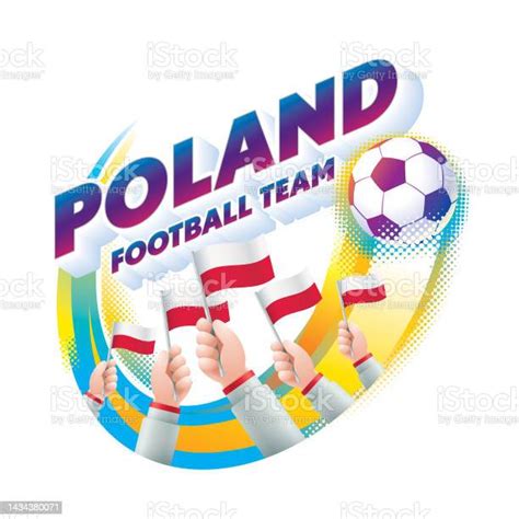 Poland Football Team Masthead Logo With National Flag Of Poland Stock ...