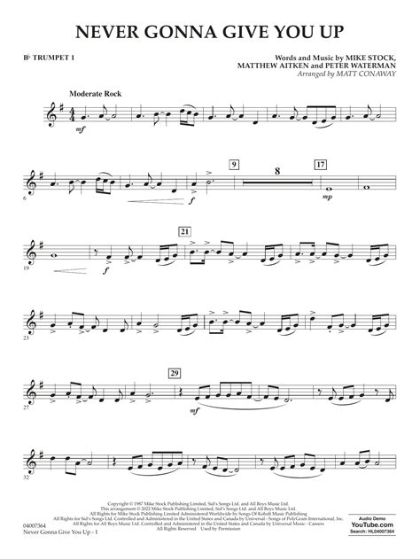 Never Gonna Give You Up Arr Matt Conaway Bb Trumpet By Rick