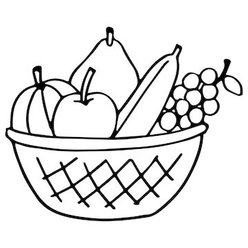 Premium Vector | Fruit basket coloring page for kids, vector illustration eps, and image