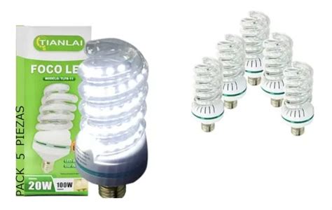 Foco Led W Ahorrador Luz Blanca Fria E Paquete Piezas Mercadolibre