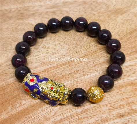 Garnet With Color Changing Pi Yao Lucky Coin Ball Bracelet Crystal