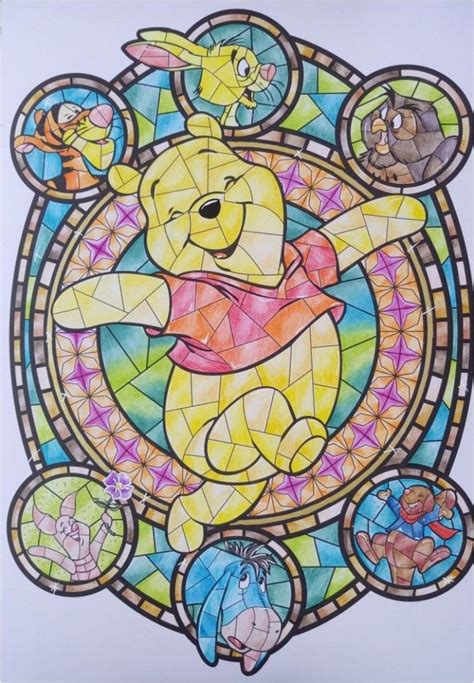 Disney Vitraux 100 Coloriages Art Thérapie Winnie Vitraux Disney