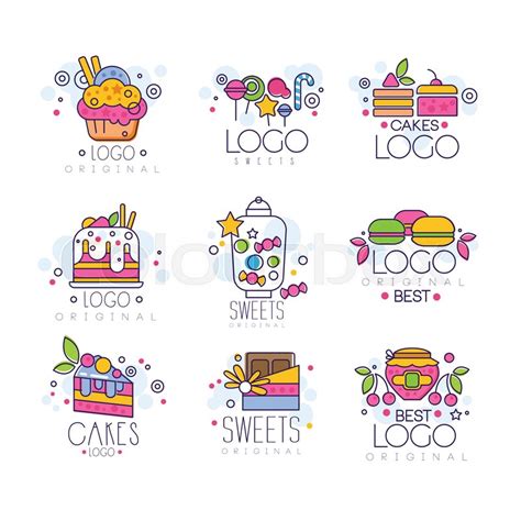 Sweets Logos Set Confectionery And Stock Vector Colourbox