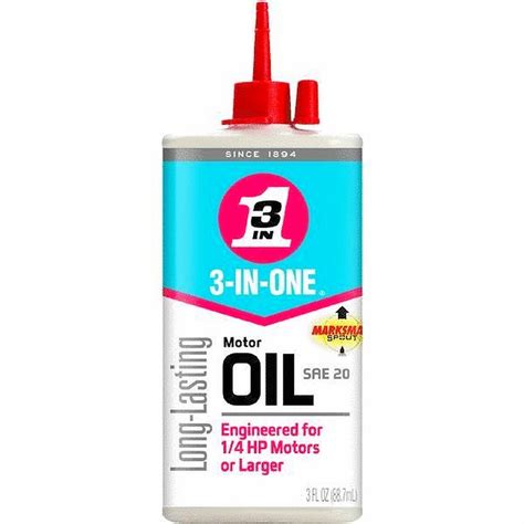 3 IN ONE Sae 20 Electric Motor Oil Long Lasting Drip Bottle LUBRICANT