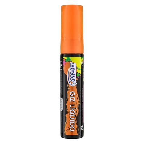 Pincel Giz Líquido Brw 15x8mm Laranja Neon 25gr GZ1504 Papelaria Criativa