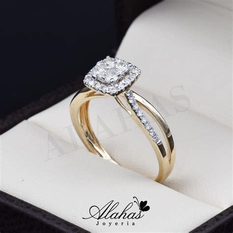 Anillo De Compromiso Oro 14k Con Diamantes Joyería Alahas