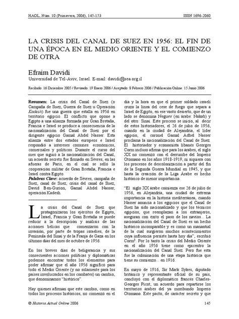 La Crisis Del Canal De Suez En 1956 El Fin De Una Época En El Medio