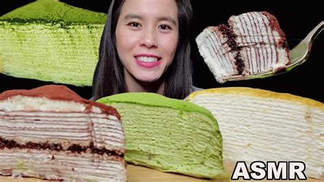 Asmr Tiramisu Green Tea Signature Crepe Cake Mukbang Eating Sounds