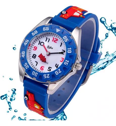 Soku Reloj Infantil Niños Kinder Primaria Facil Lectura Bisel Azul Fondo Blanco Mercadolibre