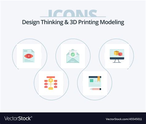 Design Thinking And D Printing Modeling Flat Icon Vector Image