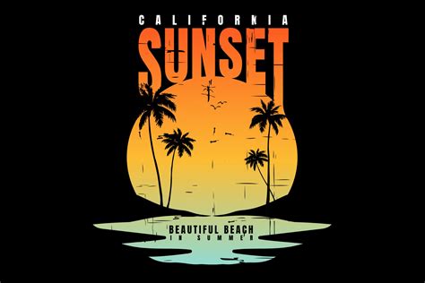 T-shirt silhouette beach sunset california beautiful vintage 2734505 ...