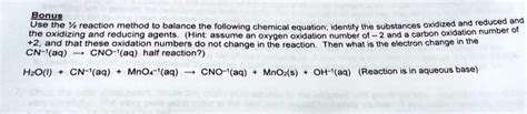 SOLVED Bonus Use The Reaction Method Jalance Following Chemical