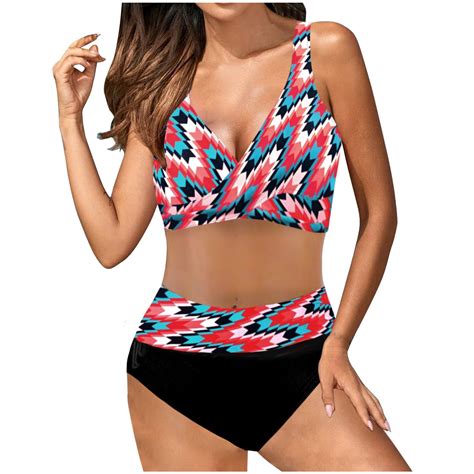 Wnyeime Bikini Swimsuits For Women Vintage Printed Two Piece Bathing