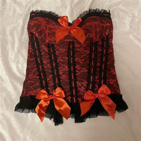 So Sexy Lingerie Red Nd Black Corset Color Red Depop