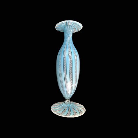 Sublime Barovier And Toso Folded Rim Zanfirico Filigrana Ribbon Vase