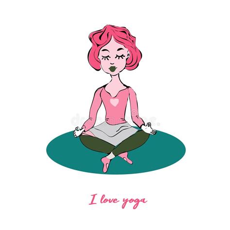 Cheerful Yoga Girl In Lotus Position Vector Stock Vector