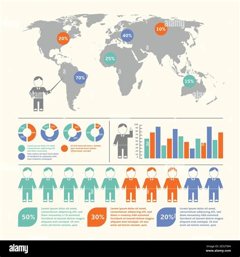 Ensemble Dinfographies Démographiques Des Personnes Avec Carte Et