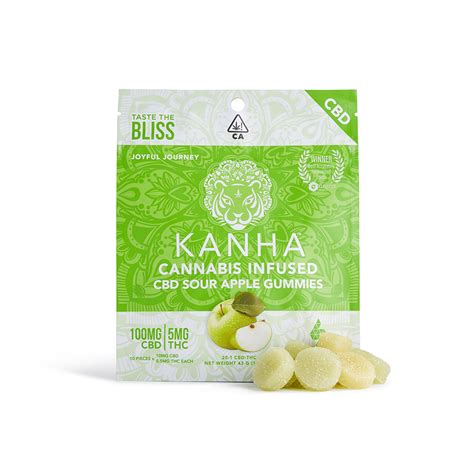 20 1 Sour Apple [10pk] 100mg Cbd 5mg Thc Kanha Gummies Jane