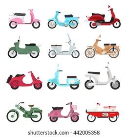 Vector Vintage Scooters Retro Motorbike Stock Vector Royalty Free