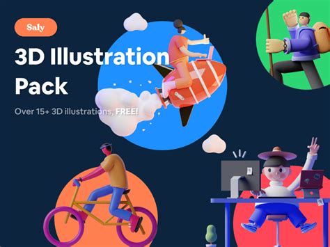 SALY - Free 3D Illustration Pack for Figma - uistore.design