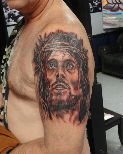 Classic Jesus Tattoos On Shoulder