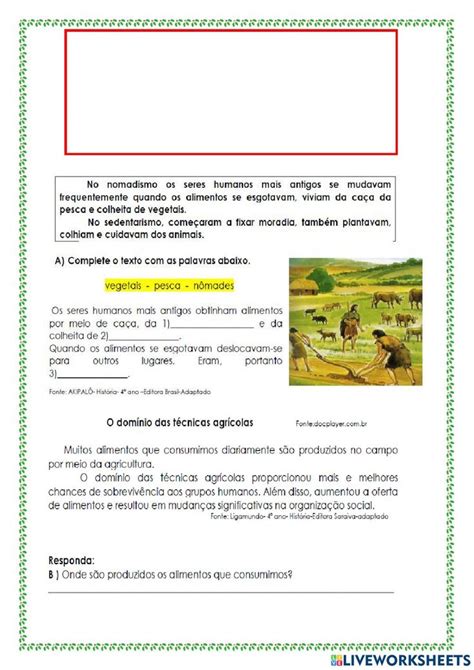 N Mades Sedentarismo E Agricultura Worksheet Agricultura