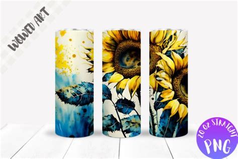 Sunflower 20 Oz Skinny Tumbler Wrap Graphic By Wowed Art · Creative Fabrica