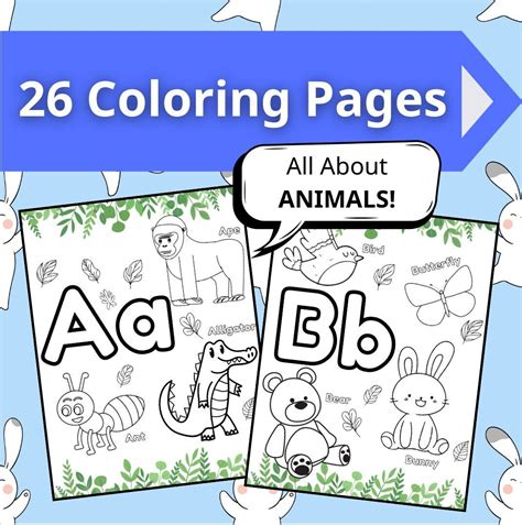 26 Printable Animal Alphabet Coloring Pages Worksheets For Kids