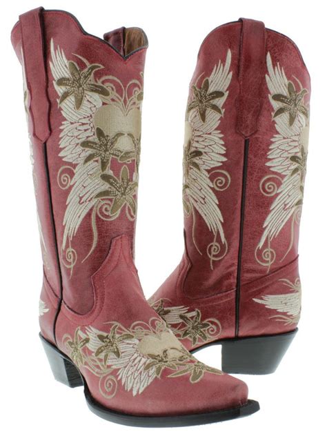 Details About Womens New Embroidered Flower Leather Cowgirl Western Biker Boots Snip Black