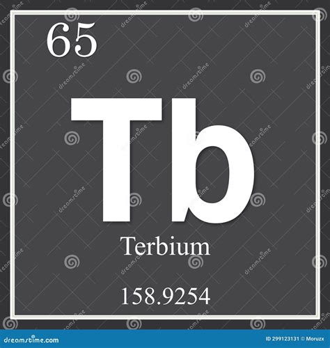 Terbium Tb Chemical Element Periodic Table Stock Image