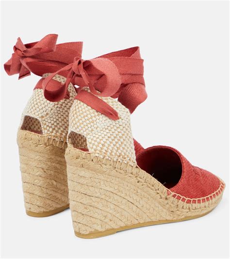 Canvas Espadrille Wedges In White Prada Mytheresa