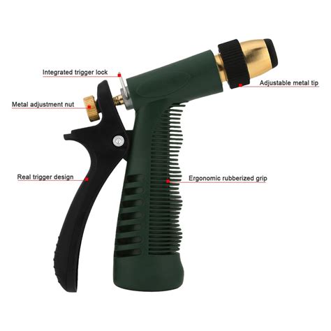 Crenova Garden Hose Nozzle Superior Lightweight Adjustable Metal Water