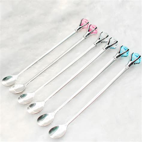 2pcs Ice Cream Tea Coffee Spoons Long Handle Spoon Stainless Steel ...