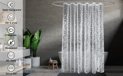 Ufriday Clear Shower Curtain Liner 72 X 72 Inch Eva 3d Cobblestone