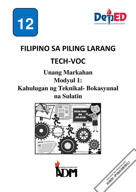 Fil Filipino Tech Voc Q Mod Wk Filipino Sa Piling Larang Tech